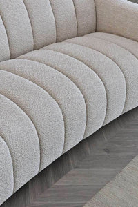 Aluxo Astoria 3-Seater Sofa in Oatmeal Boucle Fabric with Deep Channel Stitching - UK Luxury Furniture