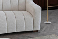 Aluxo Astoria 3-Seater Sofa in Oatmeal Boucle Fabric with Deep Channel Stitching - UK Luxury Furniture