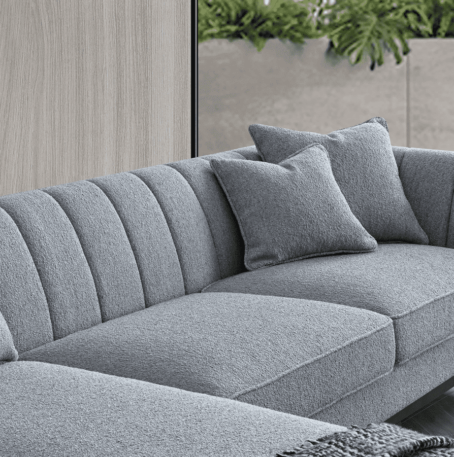 Aluxo Cooper Left Hand Corner Sofa - Premium Dolphin Boucle Fabric, Mid-Century Modern Design - UK Luxury Furniture