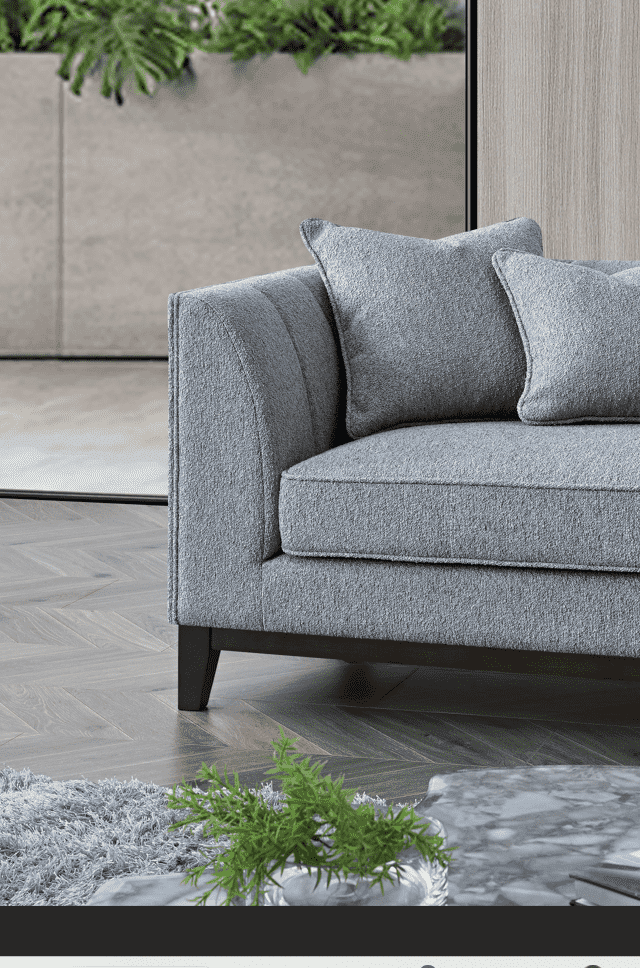 Aluxo Cooper Right Hand Corner Sofa In Dolphin Boucle - Mid Century Modern Comfort & Style - UK Luxury Furniture