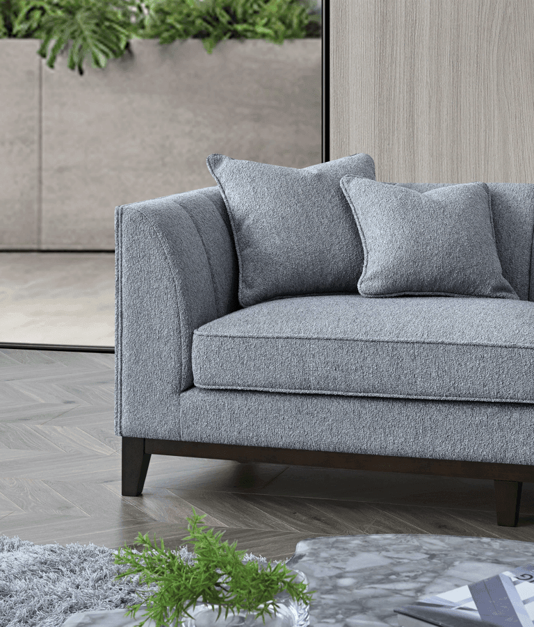 Aluxo Cooper Right Hand Corner Sofa In Dolphin Boucle - Mid Century Modern Comfort & Style - UK Luxury Furniture