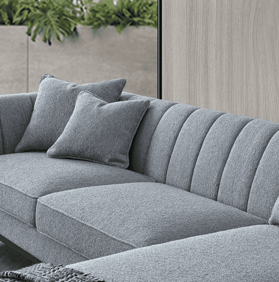 Aluxo Cooper Right Hand Corner Sofa In Dolphin Boucle - Mid Century Modern Comfort & Style - UK Luxury Furniture