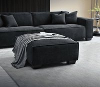 Aluxo Dakota Chaise Sofa - Midnight Boucle, Duck Feather Padding & Minimalist Design - UK Luxury Furniture
