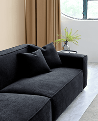 Aluxo Dakota Chaise Sofa - Midnight Boucle, Duck Feather Padding & Minimalist Design - UK Luxury Furniture