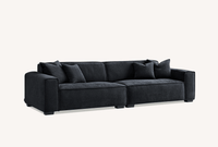 Aluxo Dakota Chaise Sofa - Midnight Boucle, Duck Feather Padding & Minimalist Design - UK Luxury Furniture