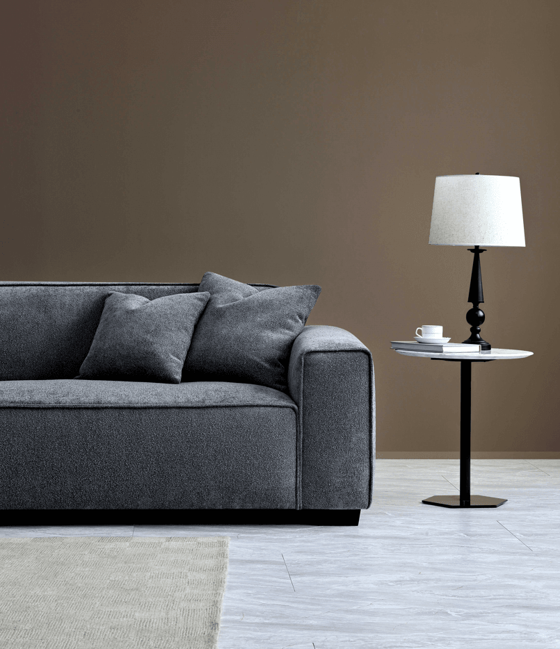 Aluxo Dakota Charcoal Boucle Sofa with Duck Feather Padding - Modern Luxury Comfort - UK Luxury Furniture