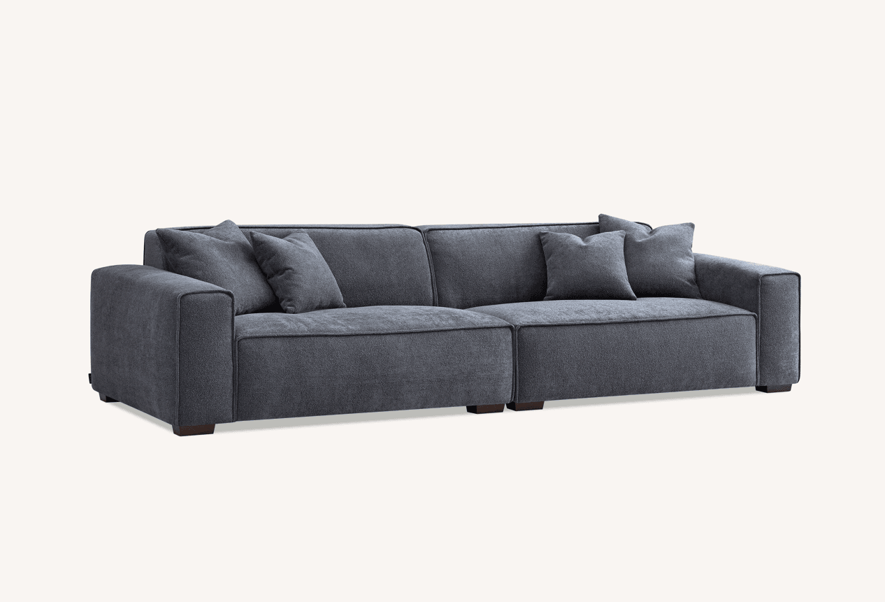 Aluxo Dakota Charcoal Boucle Sofa with Duck Feather Padding - Modern Luxury Comfort - UK Luxury Furniture