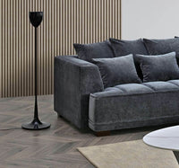 Aluxo Gramercy Luxury Sofa in Steel Velvet - Elegant Design, Plush Comfort & Durable Quality - UK Luxury Furniture
