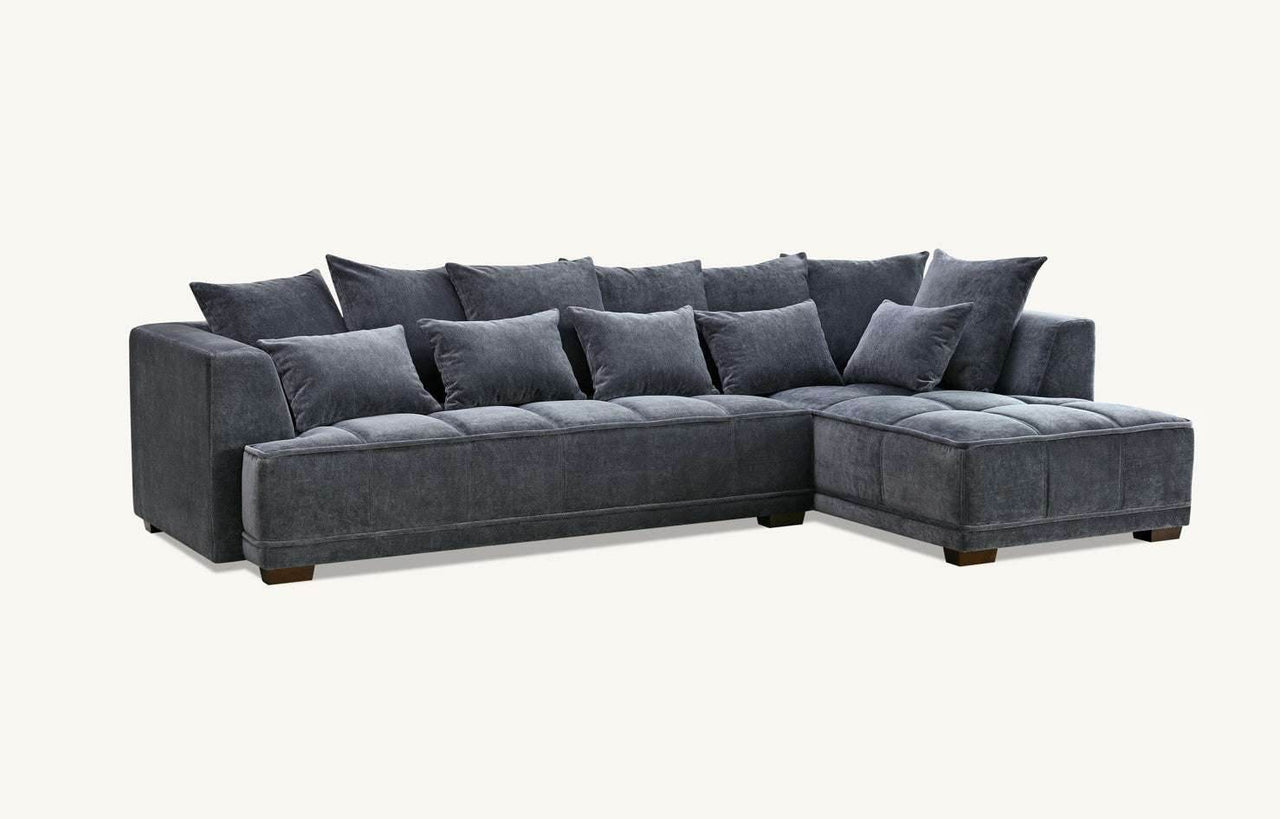 Aluxo Gramercy Luxury Sofa in Steel Velvet - Elegant Design, Plush Comfort & Durable Quality - UK Luxury Furniture