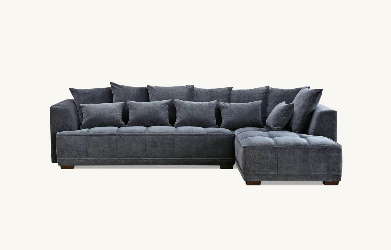 Aluxo Gramercy Luxury Sofa in Steel Velvet - Elegant Design, Plush Comfort & Durable Quality - UK Luxury Furniture