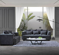 Aluxo Gramercy Luxury Sofa in Steel Velvet - Elegant Design, Plush Comfort & Durable Quality - UK Luxury Furniture