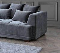 Aluxo Gramercy Luxury Sofa in Steel Velvet - Elegant Design, Plush Comfort & Durable Quality - UK Luxury Furniture