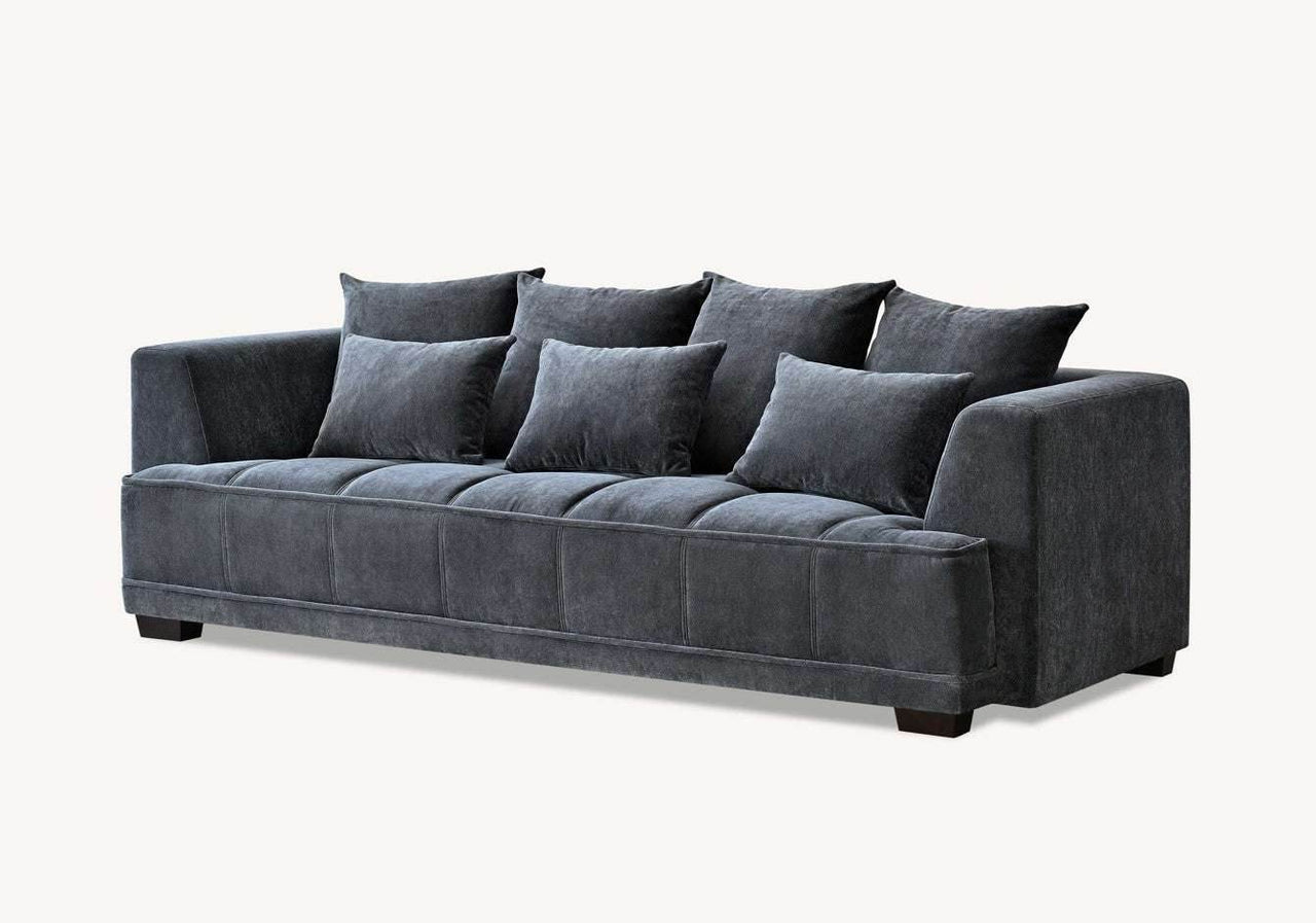 Aluxo Gramercy Luxury Sofa in Steel Velvet - Elegant Design, Plush Comfort & Durable Quality - UK Luxury Furniture
