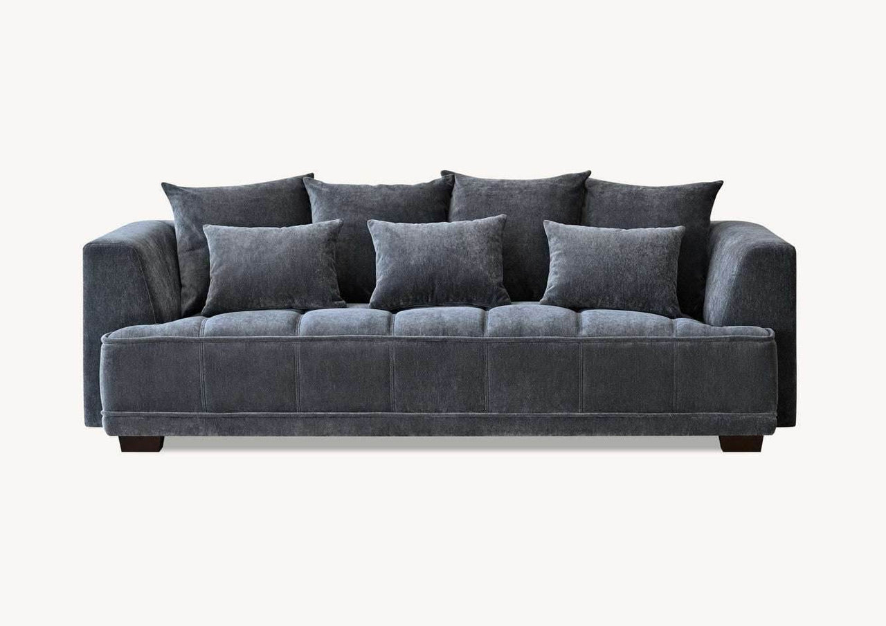 Aluxo Gramercy Luxury Sofa in Steel Velvet - Elegant Design, Plush Comfort & Durable Quality - UK Luxury Furniture