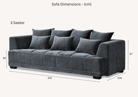 Aluxo Gramercy Luxury Sofa in Steel Velvet - Elegant Design, Plush Comfort & Durable Quality - UK Luxury Furniture