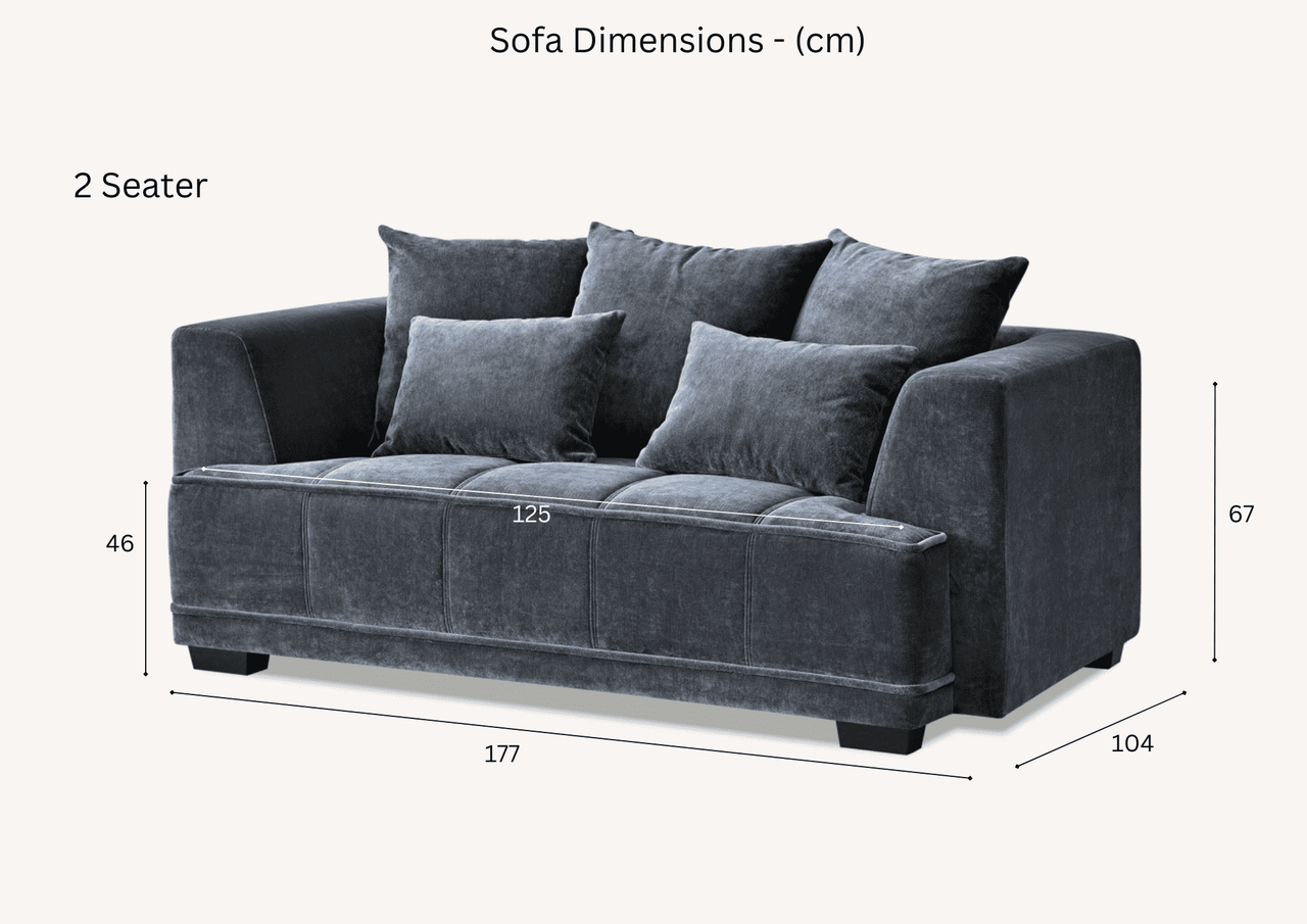 Aluxo Gramercy Luxury Sofa in Steel Velvet - Elegant Design, Plush Comfort & Durable Quality - UK Luxury Furniture