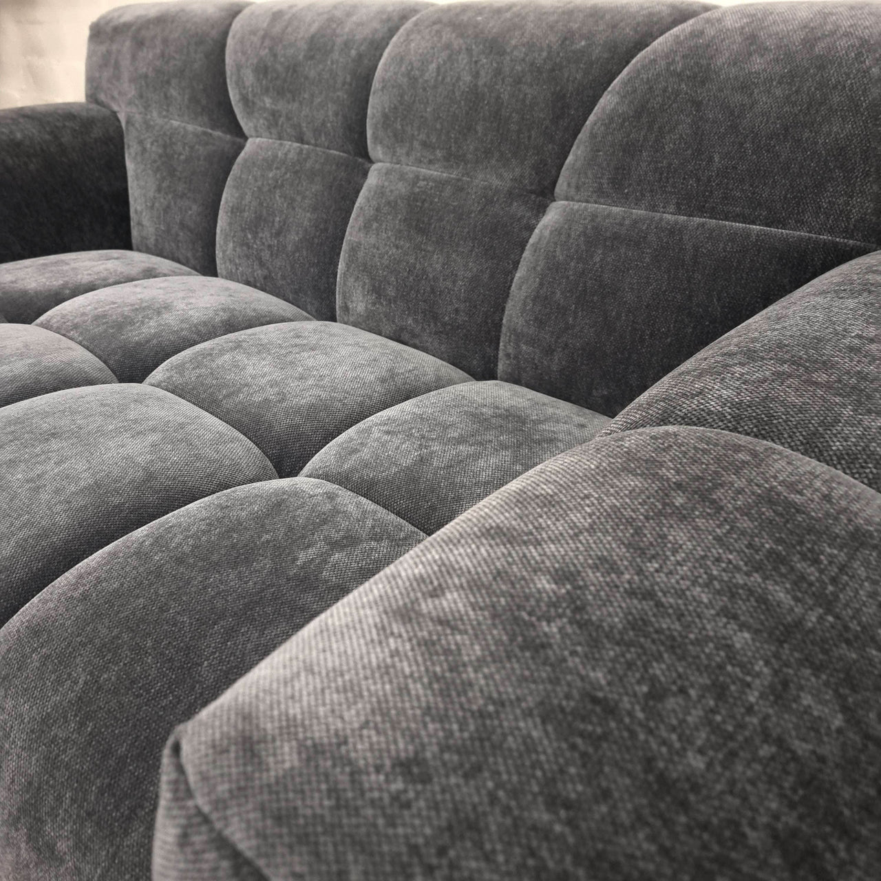 Harlem Steel Velvet Sofa Range - Luxurious Deep Channel Stitching & Soft Textured Boucle Fabric - UK Luxury Furniture