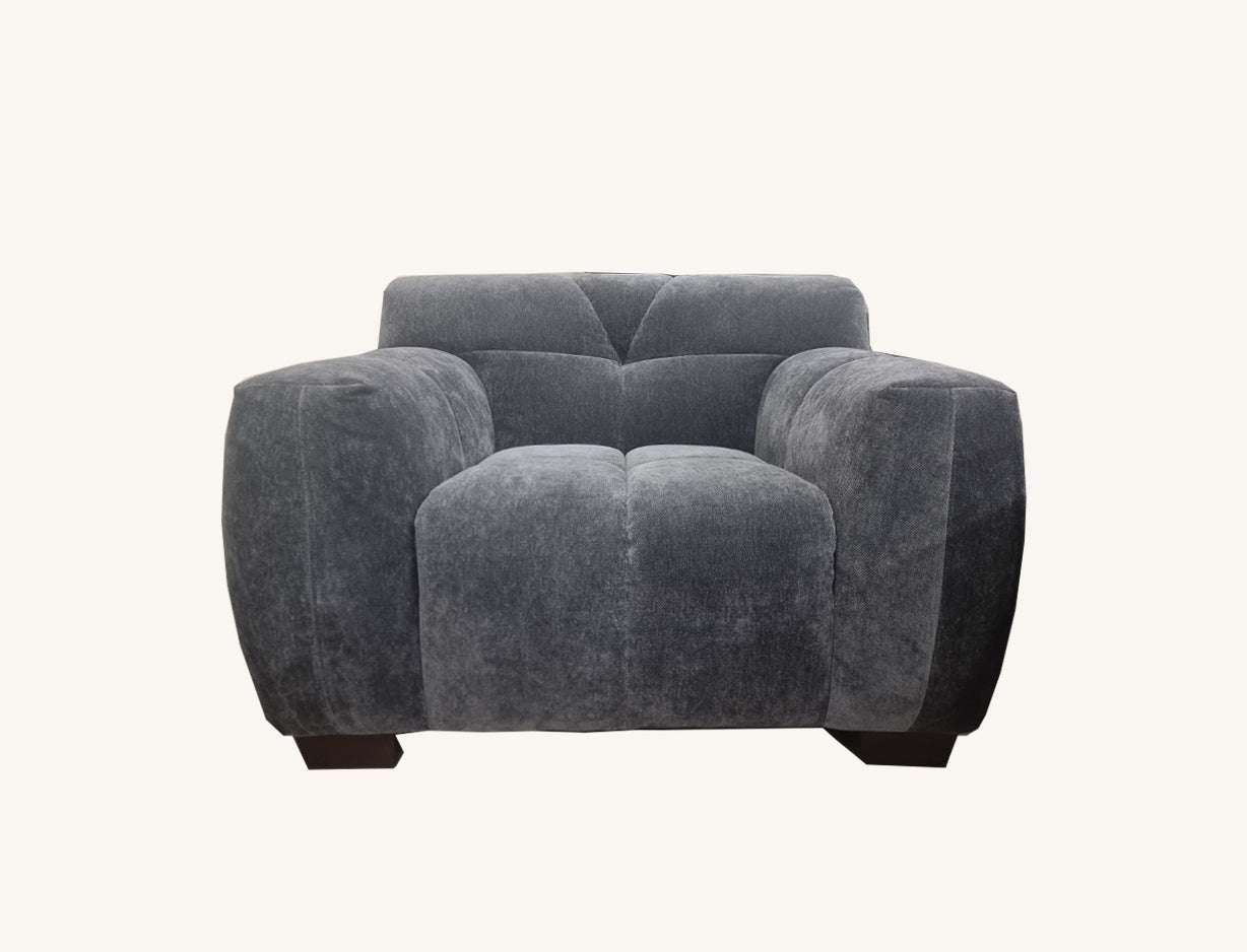 Harlem Steel Velvet Sofa Range - Luxurious Deep Channel Stitching & Soft Textured Boucle Fabric - UK Luxury Furniture