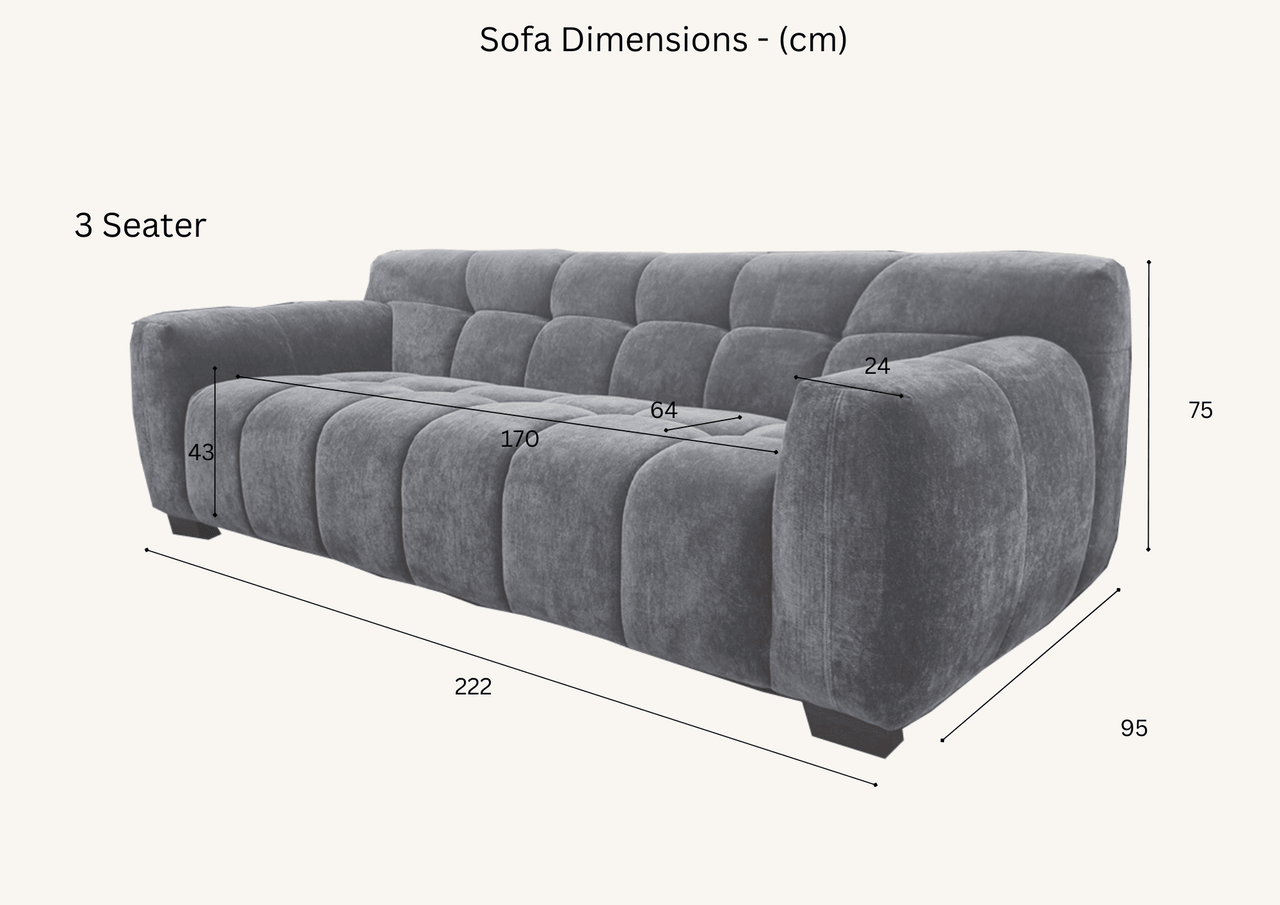 Harlem Steel Velvet Sofa Range - Luxurious Deep Channel Stitching & Soft Textured Boucle Fabric - UK Luxury Furniture