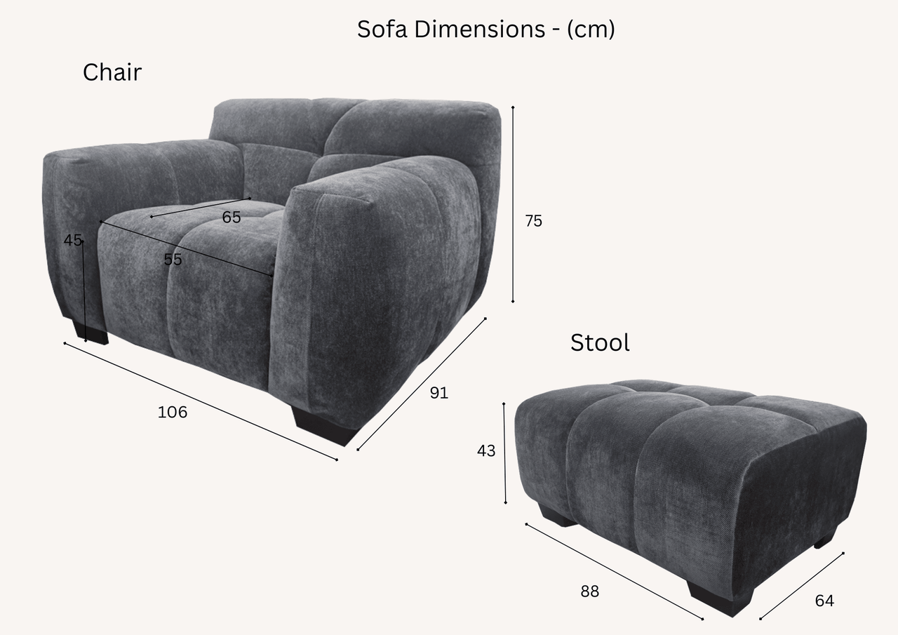 Harlem Steel Velvet Sofa Range - Luxurious Deep Channel Stitching & Soft Textured Boucle Fabric - UK Luxury Furniture