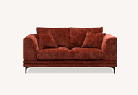 Aluxo Lenox Mid-Century Modern Sofa in Rust Velvet with Plush Cushions and Wooden Plinth - UK Luxury Furniture