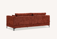 Aluxo Lenox Mid-Century Modern Sofa in Rust Velvet with Plush Cushions and Wooden Plinth - UK Luxury Furniture