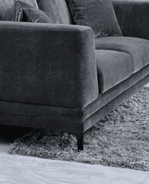 Aluxo Lenox Mid-Century Velvet Sofa in Steel - Timeless Design & Luxurious Comfort - UK Luxury Furniture