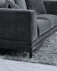 Aluxo Lenox Mid-Century Velvet Sofa in Steel - Timeless Design & Luxurious Comfort - UK Luxury Furniture