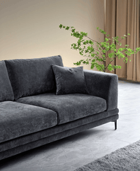 Aluxo Lenox Mid-Century Velvet Sofa in Steel - Timeless Design & Luxurious Comfort - UK Luxury Furniture