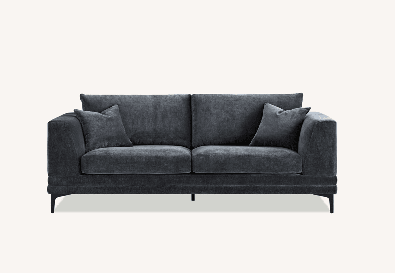 Aluxo Lenox Mid-Century Velvet Sofa in Steel - Timeless Design & Luxurious Comfort - UK Luxury Furniture