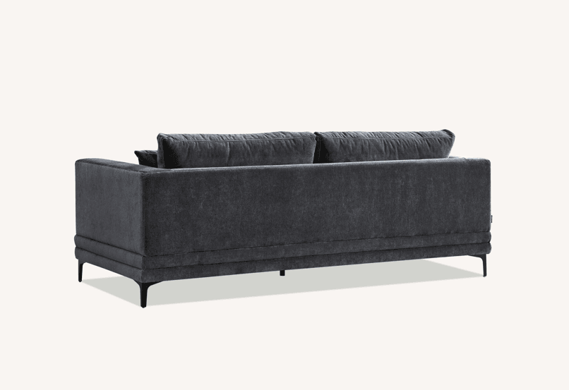 Aluxo Lenox Mid-Century Velvet Sofa in Steel - Timeless Design & Luxurious Comfort - UK Luxury Furniture