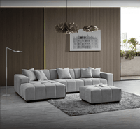 Aluxo Leonard Left Hand Corner Sofa in Cloudy Grey Boucle - Modular Design & Plush Comfort - UK Luxury Furniture
