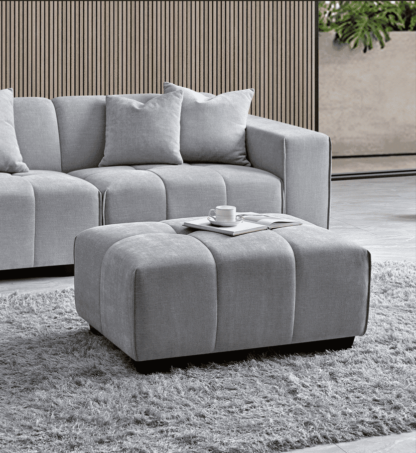 Aluxo Leonard Left Hand Corner Sofa in Cloudy Grey Boucle - Modular Design & Plush Comfort - UK Luxury Furniture