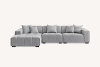 Aluxo Leonard Left Hand Corner Sofa in Cloudy Grey Boucle - Modular Design & Plush Comfort - UK Luxury Furniture