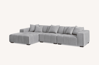 Aluxo Leonard Left Hand Corner Sofa in Cloudy Grey Boucle - Modular Design & Plush Comfort - UK Luxury Furniture