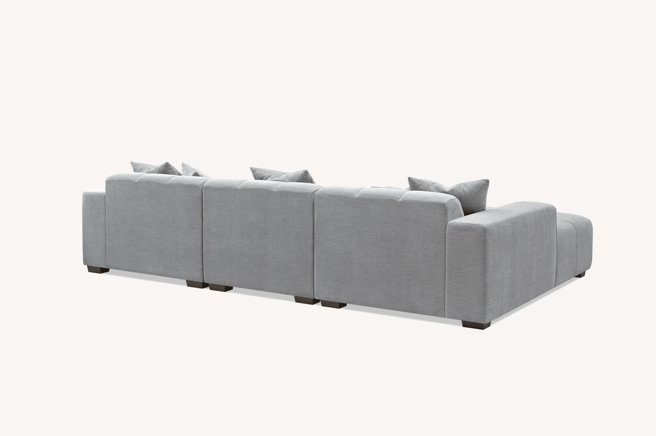 Aluxo Leonard Left Hand Corner Sofa in Cloudy Grey Boucle - Modular Design & Plush Comfort - UK Luxury Furniture