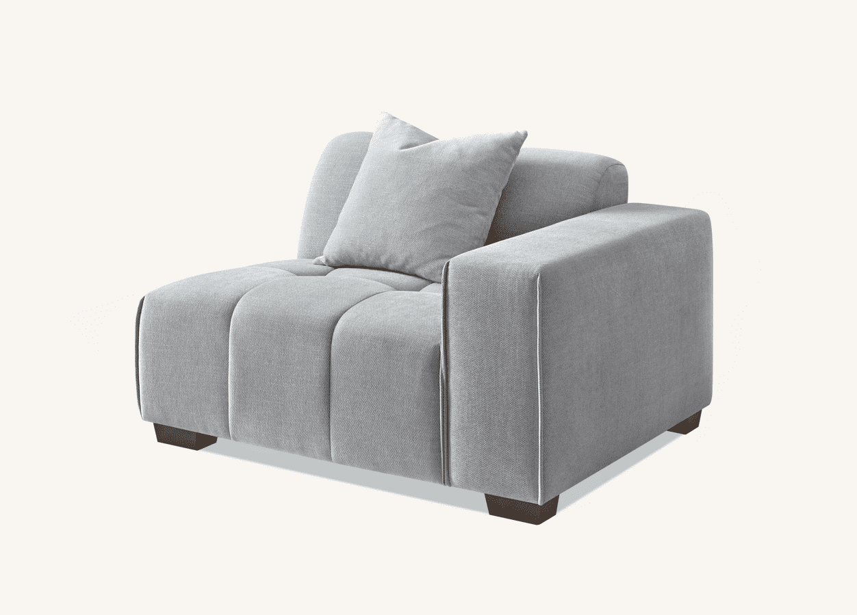 Aluxo Leonard Left Hand Corner Sofa in Cloudy Grey Boucle - Modular Design & Plush Comfort - UK Luxury Furniture