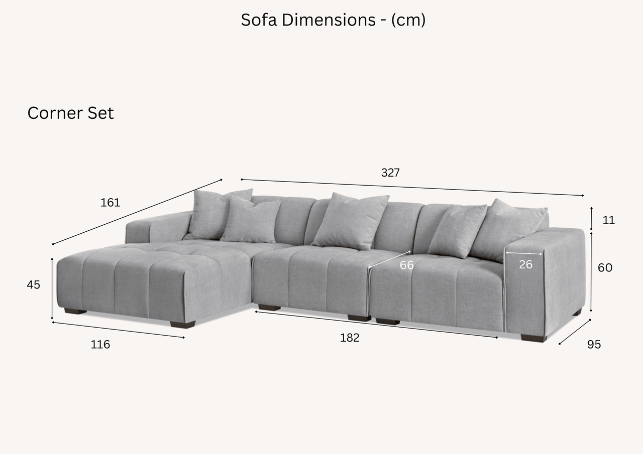 Aluxo Leonard Left Hand Corner Sofa in Cloudy Grey Boucle - Modular Design & Plush Comfort - UK Luxury Furniture