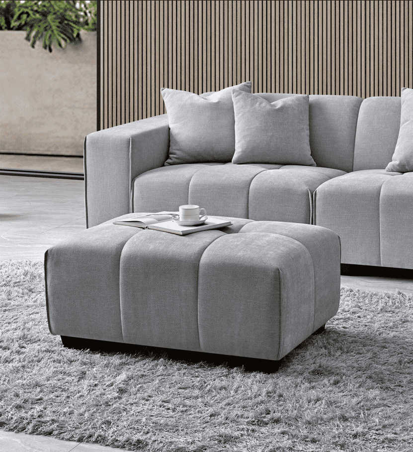 Leonard Right Hand Corner Sofa in Cloudy Grey Boucle with Modular Sections & Plush Cushions - UK Luxury Furniture