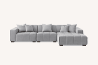 Leonard Right Hand Corner Sofa in Cloudy Grey Boucle with Modular Sections & Plush Cushions - UK Luxury Furniture