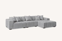 Leonard Right Hand Corner Sofa in Cloudy Grey Boucle with Modular Sections & Plush Cushions - UK Luxury Furniture