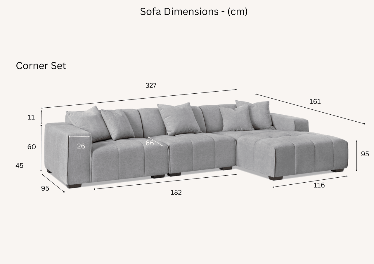 Leonard Right Hand Corner Sofa in Cloudy Grey Boucle with Modular Sections & Plush Cushions - UK Luxury Furniture