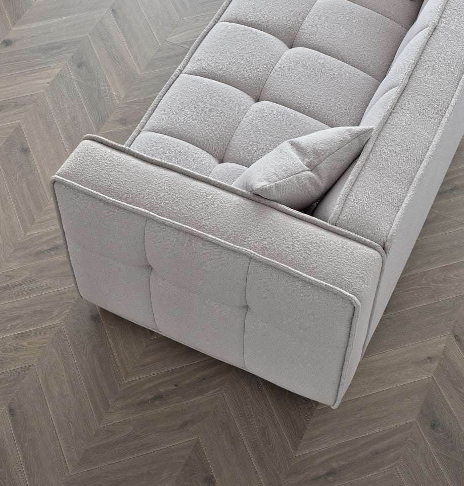 Aluxo Murray 3-Seater Sofa in Luxurious Putty Boucle Fabric with Chesterfield Design - UK Luxury Furniture