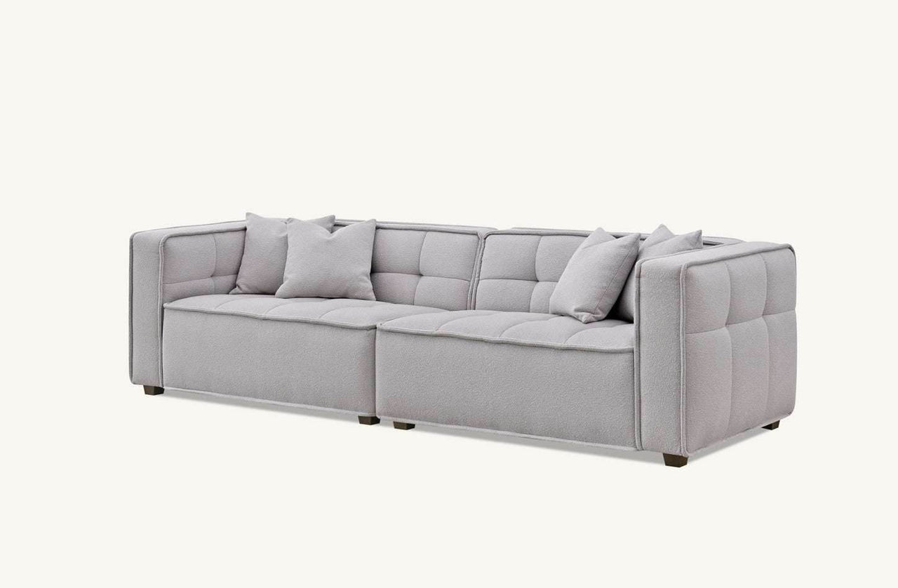Aluxo Murray 3-Seater Sofa in Luxurious Putty Boucle Fabric with Chesterfield Design - UK Luxury Furniture
