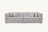 Aluxo Murray 3-Seater Sofa in Luxurious Putty Boucle Fabric with Chesterfield Design - UK Luxury Furniture