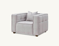 Aluxo Murray 3-Seater Sofa in Luxurious Putty Boucle Fabric with Chesterfield Design - UK Luxury Furniture