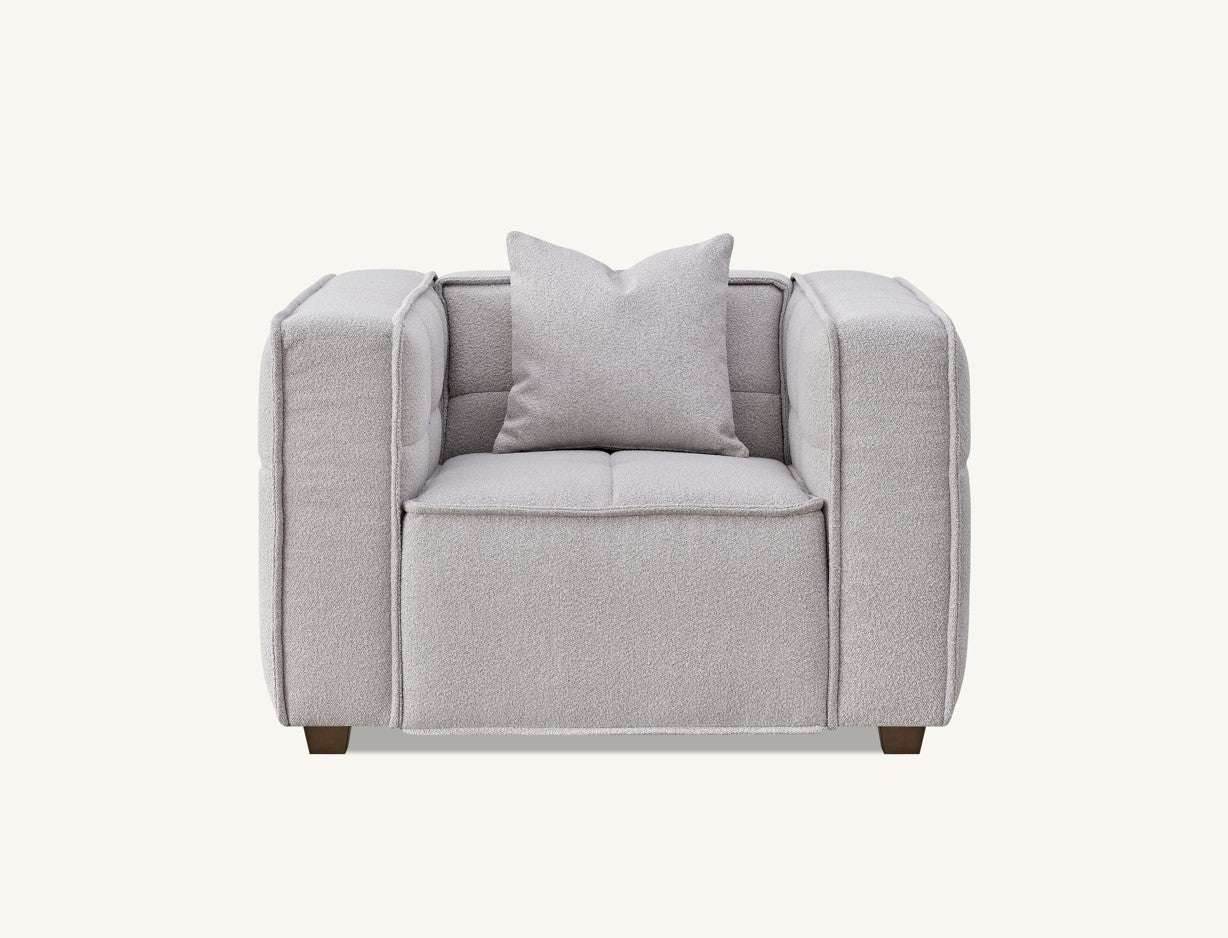 Aluxo Murray 3-Seater Sofa in Luxurious Putty Boucle Fabric with Chesterfield Design - UK Luxury Furniture