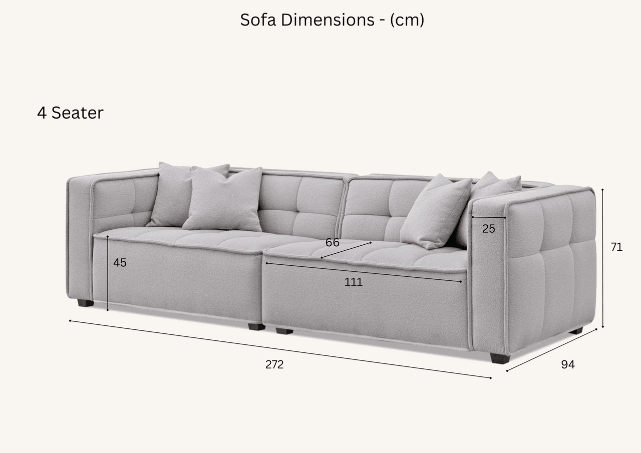 Aluxo Murray 3-Seater Sofa in Luxurious Putty Boucle Fabric with Chesterfield Design - UK Luxury Furniture