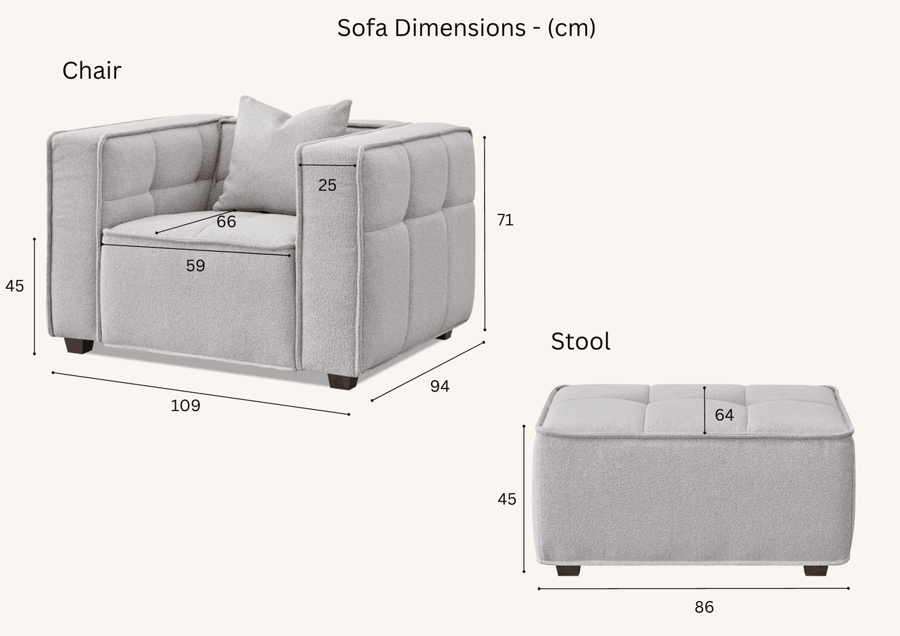 Aluxo Murray 3-Seater Sofa in Luxurious Putty Boucle Fabric with Chesterfield Design - UK Luxury Furniture