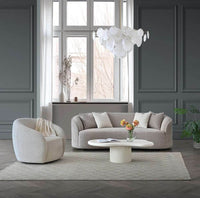 Luxurious Nolita Boucle Teddy 3-Seater Sofa & Accent Chair - Organic Curved Design in Neutral Colours - UK Luxury Furniture